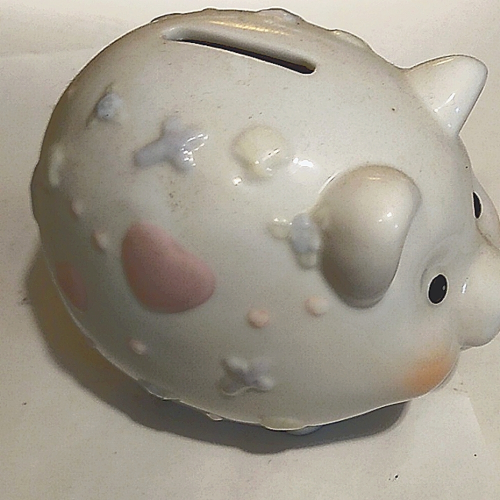 Pink and white piggy bank - Picture 3 of 5